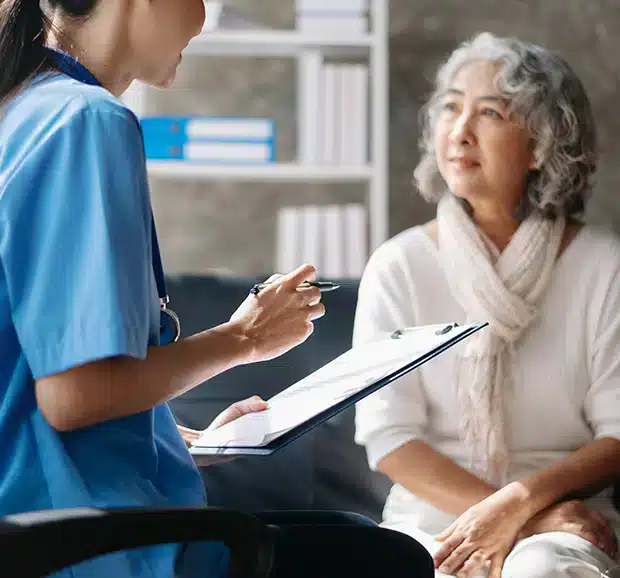 patient and counselor for drug addiction treatment at methadone clinic
