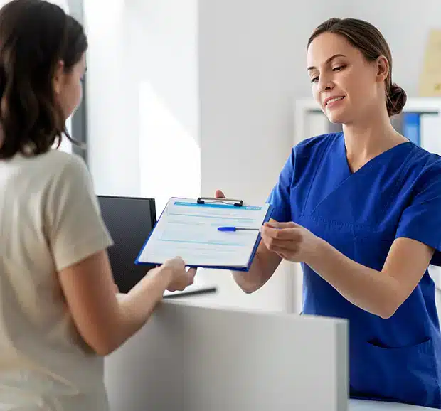 patient and suboxone doctor for drug addiction treatment at methadone clinic