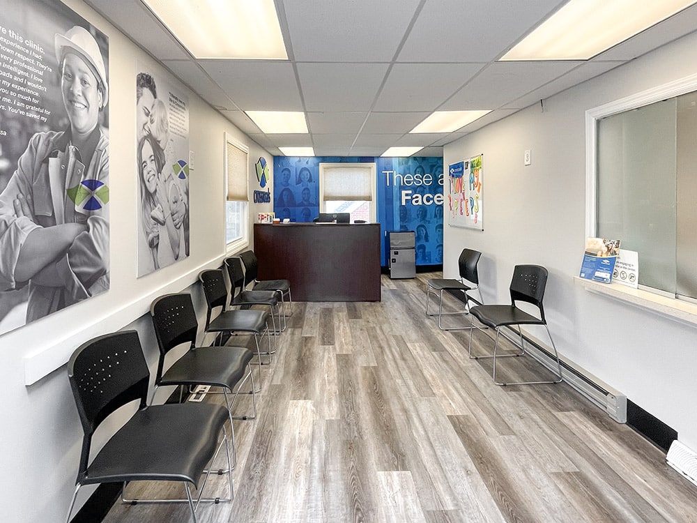 PA drug rehab treatment center reception area at suboxone clinic