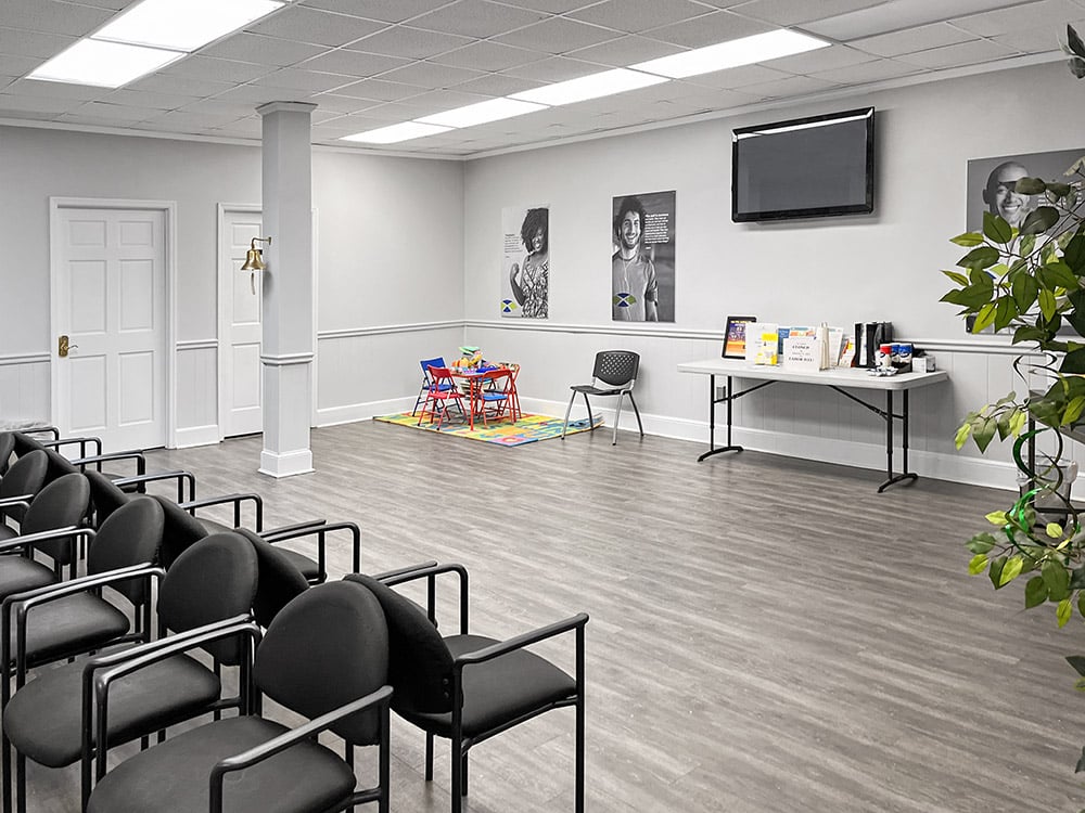 reception area of methadone clinic in Columbia